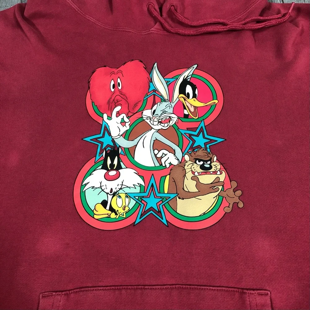 UNIQLO x LOONEY TUNES WB Long Sleeve Sweat Pullover Red Hoodie‎ Size XL